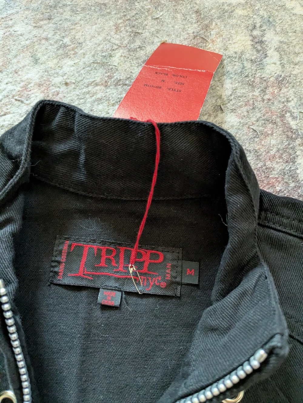 Tripp NYC Black Vest with Silver Hardware and Red Label - Picture 3 of 3
